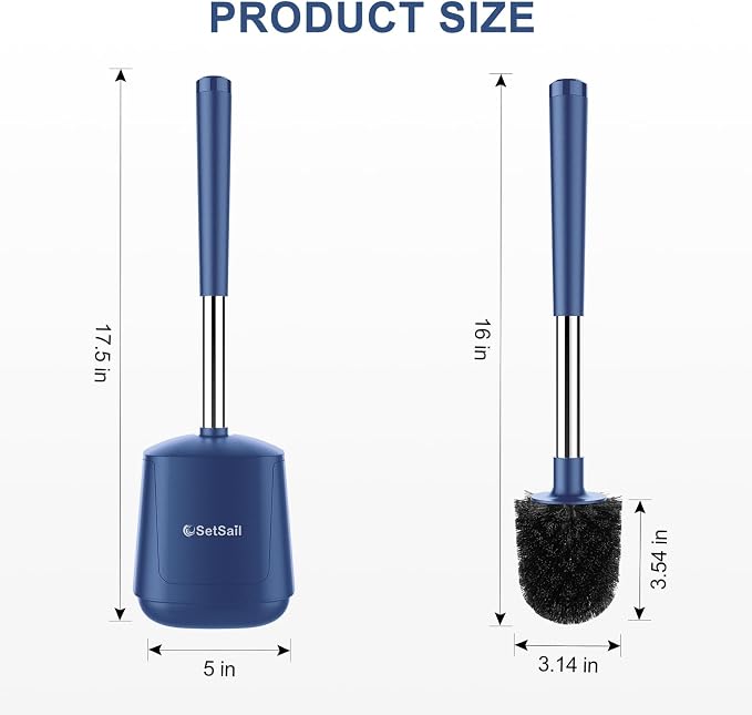 SetSail Toilet Brush and Holder 3 Pack, Self Closing Lid Toilet Bowl Brushes - Image 2