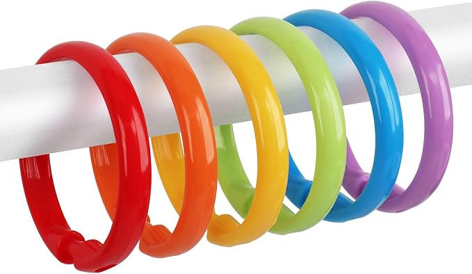 Colorful Shower Curtain Hooks by Qulable