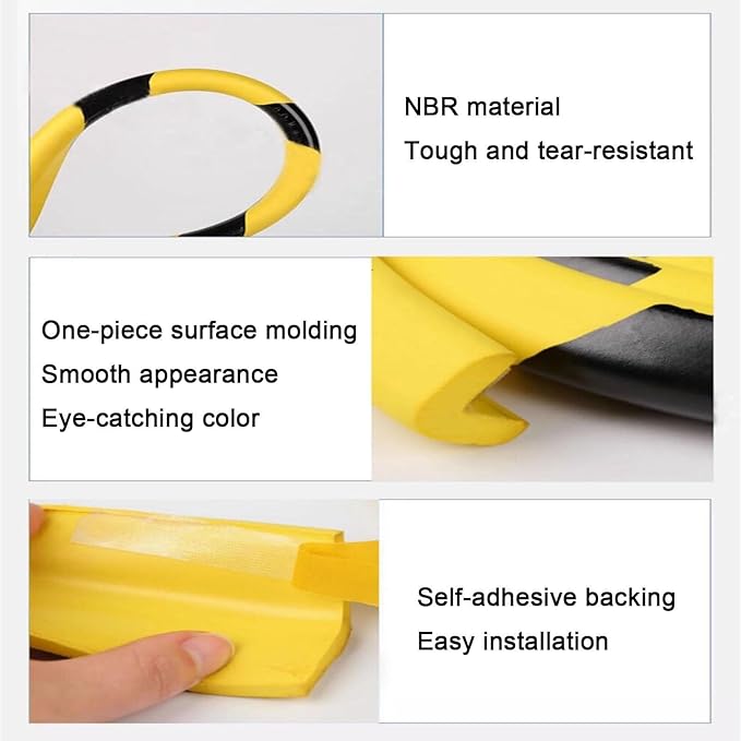 Heavy Duty Wall & Corner Guards 5m Corrugated Self-Adhesive NBR Rubber Protection with Yellow/Black Stripes for Parking Columns & Garage Safety(1PCS,10 cm)