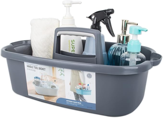 JiatuA Large Cleaning Supplies Caddy Portable Shower Caddy Basket Dark Gray by JiatuA