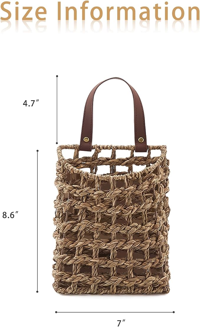 Wall Hanging Basket Decorative Boho Mounted Organizer Dried Flower Plants Front - Image 6