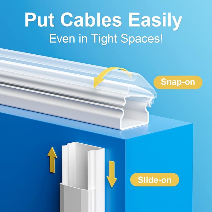 Yecaye TV Cord Hider, 42in Cord Cover Wall Mounted, W1.18in H0.6in, Wire Covers - Image 8