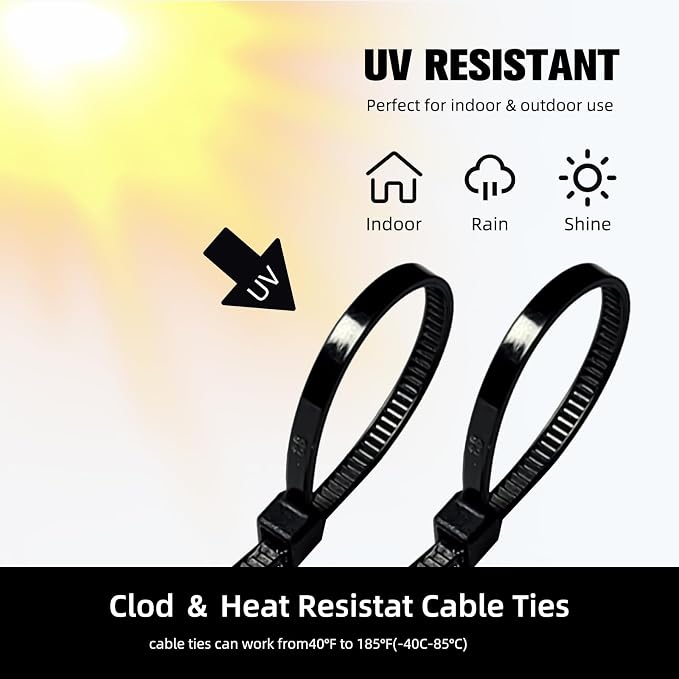Zip Ties 4 inch, 1000 Pack Small Zip Ties, Self-Locking Nylon Cable Ties - Image 3