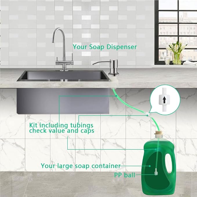 Soap Dispenser for Kitchen Sink, Built in Sink Soap Dispenser, Countertop Soap - Image 3