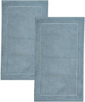 Hawmam Linen Light Blue Bath Mats, 21 x 34 inches, Banded Design, Highly by HawmamLinen