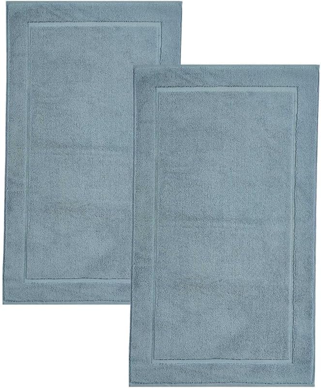 Hawmam Linen Light Blue Bath Mats, 21 x 34 inches, Banded Design, Highly by HawmamLinen