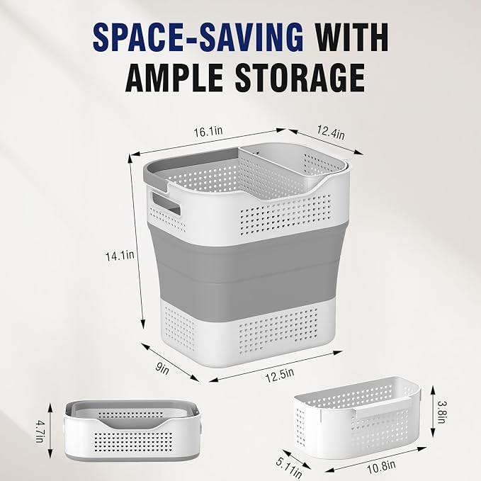 TECHMILLY Collapsible Plastic Laundry Basket Hamper - Image 5