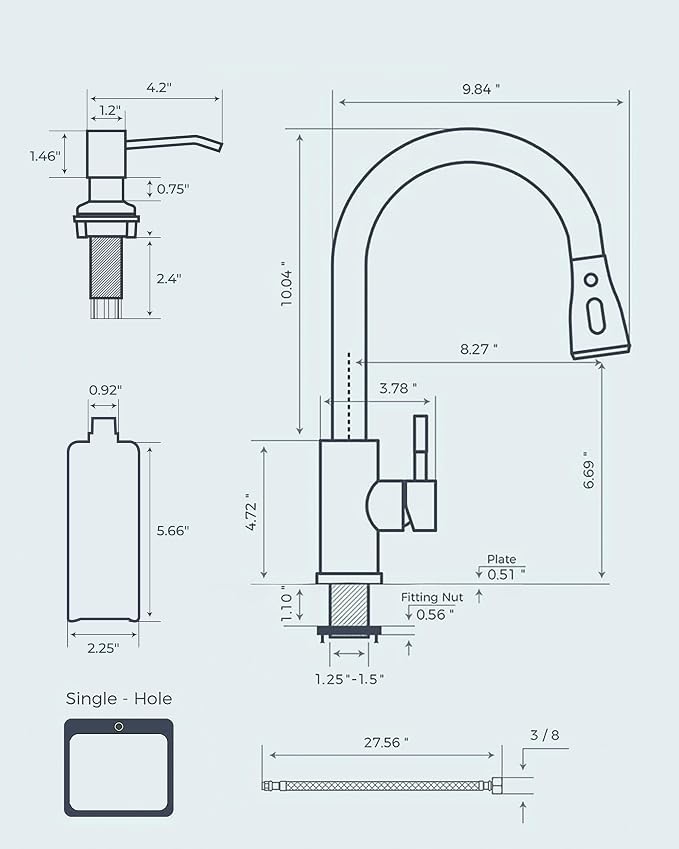 FORIOUS Kitchen Faucet with Soap Dispenser, Single Handle, Brushed Nickel | - Image 7