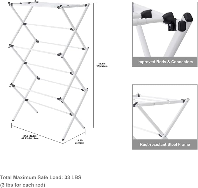 Expandable Steel Laundry Drying Rack, 7-Level Heavy Duty Clothes Drying Rack - Image 3