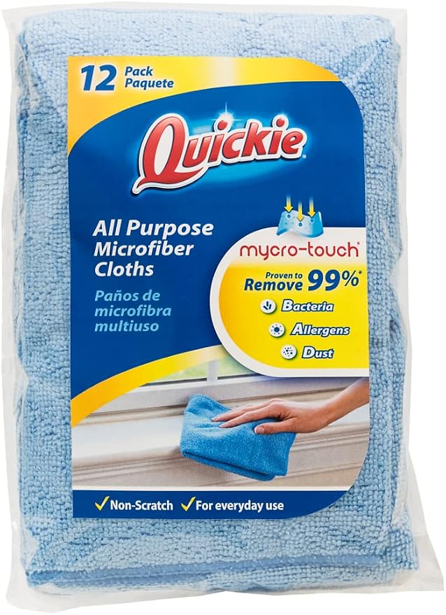 Quickie Microfiber Cleaning Cloth 14 X 14 inch, 12 Pack, All-Purpose Towel/Wiper - Image 2