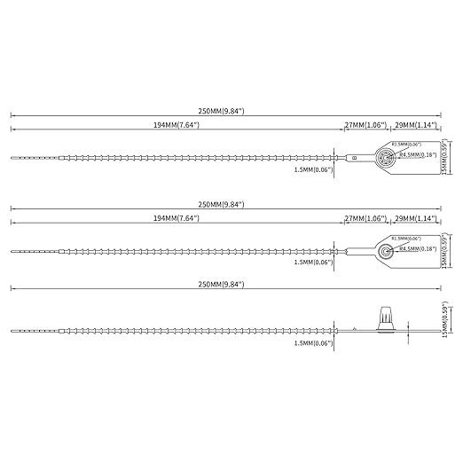 Blue Plastic Tamper Seals, Zip Ties Numbered for Fire Extinguishers Pull Tite Security Tags Disposable Self-Locking Safety Ties 250mm Length (500)