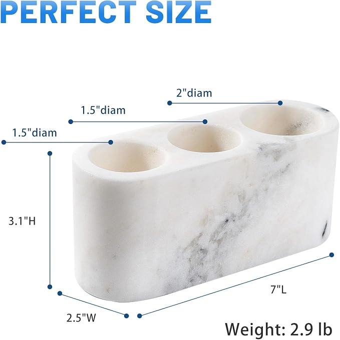 BCS Toothbrush Holder for Bathrooms, 3 Slots Marble Toothbrush Organizer - Image 5