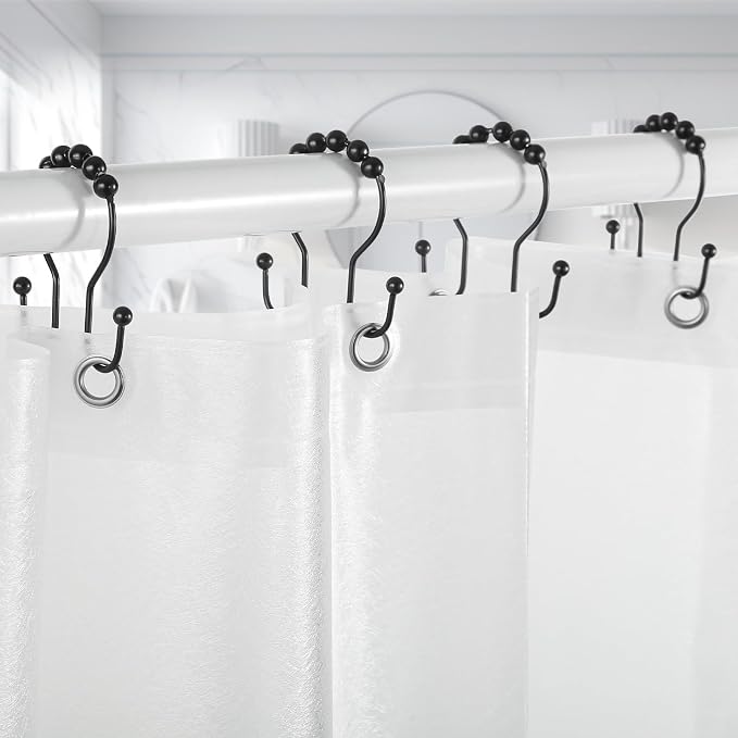 Shower Curtain Hooks, Stainless Steel Black Shower Curtain Hooks, Shower - Image 5