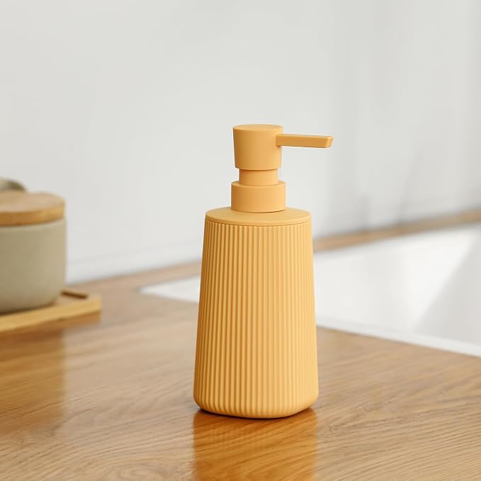 YAUKPH Small Soap Dispenser for Bathroom and Kitchen Matte Yellow | Modern - Image 5