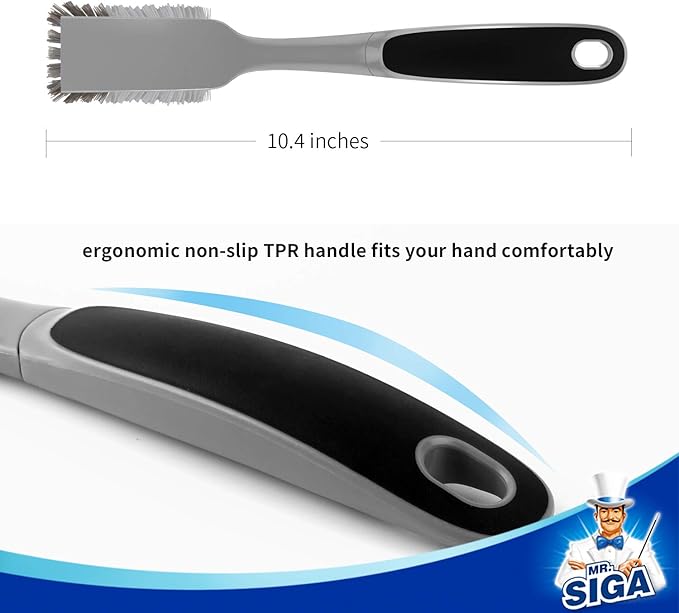 MR.SIGA Dish Brush with Non Slip Handle Built in Scraper, 2 Pack - Image 3