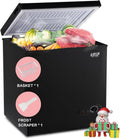 5.0 Cu.Ft Chest Freezer with 7 Gears Temperature Control(-16°F to -48°F), Deep Compact Freezer with a Removable Basket, for House, Kitchen, Garage, Basement, Shop, Black