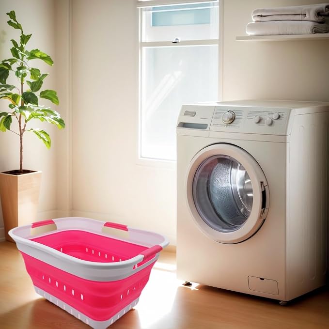 SAMMART 30L Collapsible 3 Handled Plastic Laundry Basket - Image 3