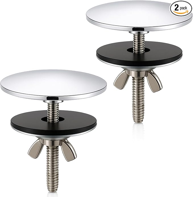 2 Pcs Solid Brass Kitchen Sink Hole Cover, 2 Inch Faucet Hole Cover, Polished Chrome Finish Tap Hole Plate Stopper Cover, Countertop Hole Cover for Kitchen and Bathroom Sinks (Polished Chrome)