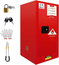 Flammable Storage Cabinet 30 Gallon Red, Galvanized Steel Professional Flammable Liquid Storage Cabinet, 3-Point Locking System & Adjustable Shelf for Manufacturing Plants, Lab & Home Garage