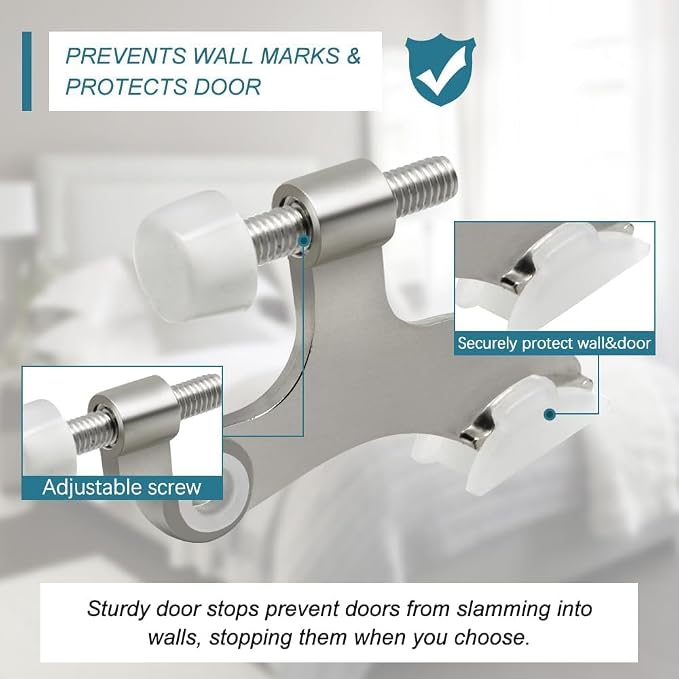 30 Pack Hinge Pin Brushed Nickel Door Stopper, Adjustable Heavy Duty Hinge Pin - Image 6