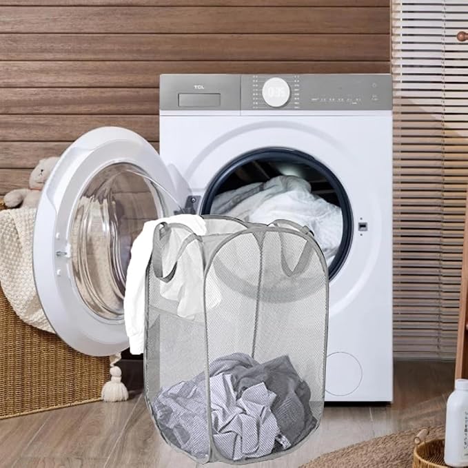 Pop Up Laundry Hampers, Collapsible Mesh Laundry Baskets - Image 4