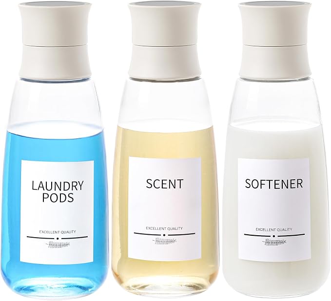 3Pack Glass Laundry Detergent Dispenser, 34oz Fabric Softener Dispenser by MithrgrousLife