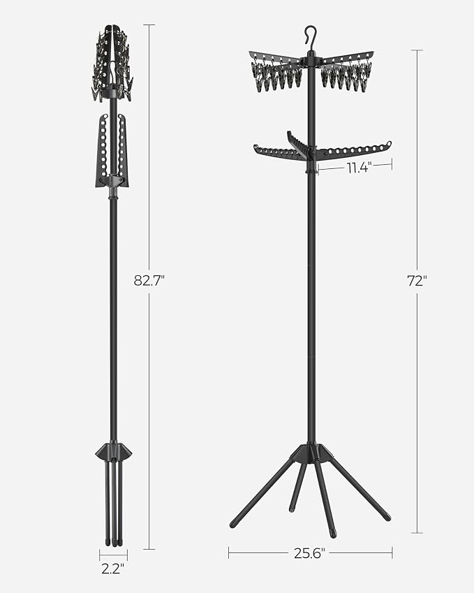 SONGMICS Clothes Drying Rack, 72.8-Inch Drying Rack, 3 Rotatable Arms | - Image 7