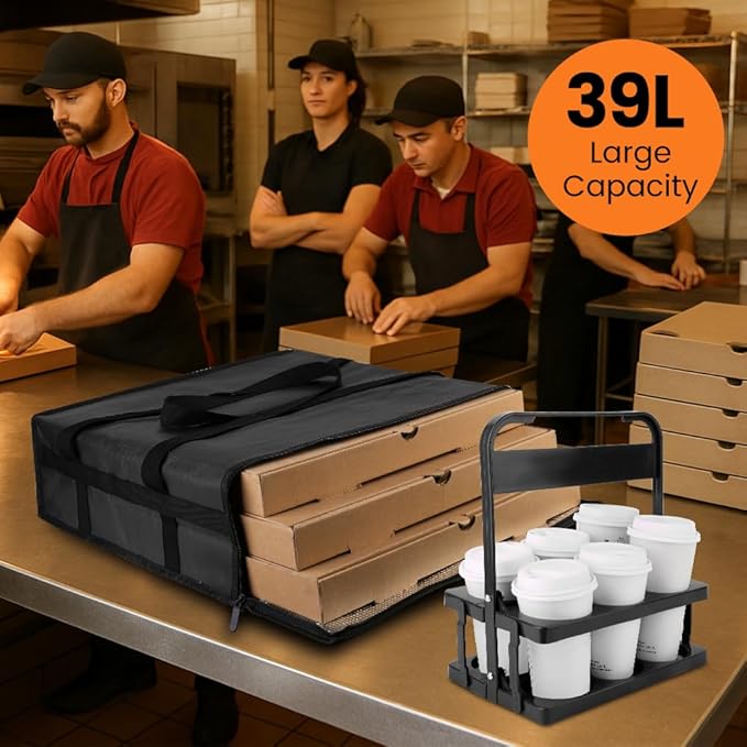 Bodaon Insulated Bag-Pizza Bags for Delivery & Plastic Portable Drink Carrier，20"x 20"x 6" ermicas/Warming/Heat Carrying out Insulation Large Bag，Doordash Warmer/Hot Food BCarrier Box, Keeping Cooler