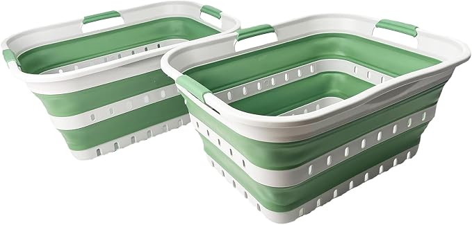 SAMMART 42 Collapsible Plastic Laundry Basket, Foldable Pop Up Storage by SAMMART