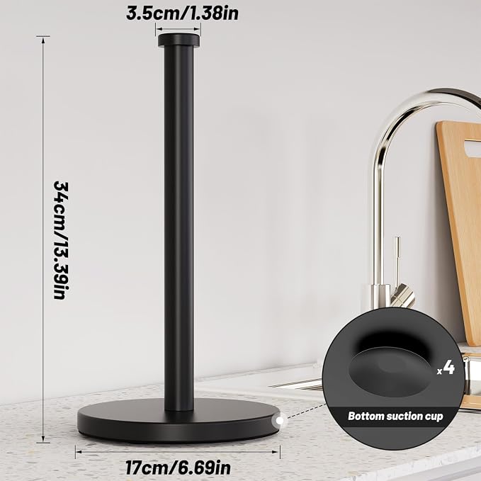 VEHHE Paper Towel Holder Countertop, 4 Non-Slip Suction Cups, Weighted Base - Image 3