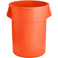 PRO&Family Commercial Round Trash Can, Ingredient Bin, Heavy-Duty Plastic, Anti-Static, Kitchen, Office, Outdoor Use (Orange, 55 Gallon)