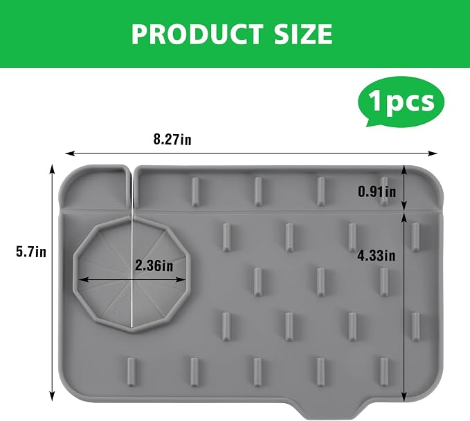 Kitchen Sink Splash Guard, Silicone Faucet Mat, 8.3 x 5.7 Inch | Soap Dish Pad - Image 2