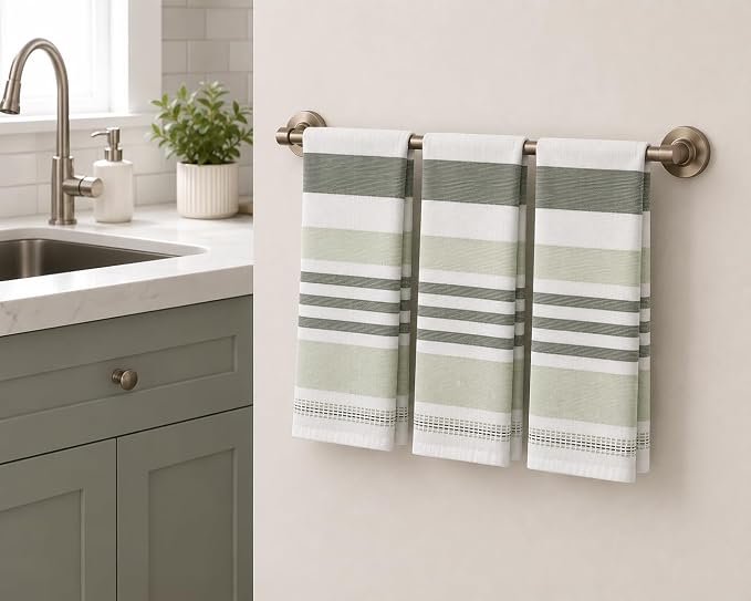 Serafina Home Green White Kitchen Hand Dish Towels: Oversized 28" x 16" - Image 3