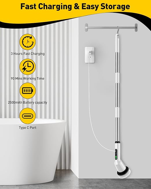 Electric Spin Scrubber for Bathroom, Shower Scrubber - Image 8