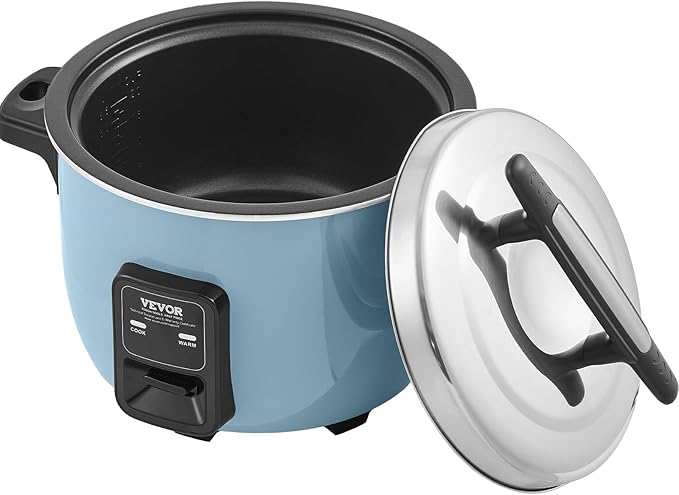 VEVOR Commercial Rice Cooker, 50-Cup Rice Cooker, 10.57 Qt / 10 Liter Large Rice Cooker and Warmer with Nonstick Inner Pot, Fast Cooking and 24-Hour Keep Warm, with Rice Cup and Paddle, for Restaurant