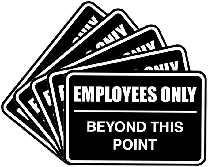 All Quality Classic Framed Employees Only Beyond This Point Wall or Door Sign | Easy to Install Business Signage - Small (Black-White) 5 Pack