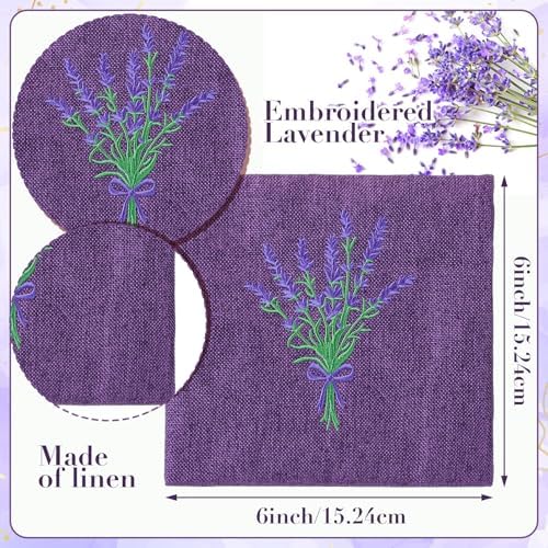 SATINIOR 6 Pack Lavender Sachet Bags Sachet Empty Bags 6x6 Inch Embroidered - Image 2