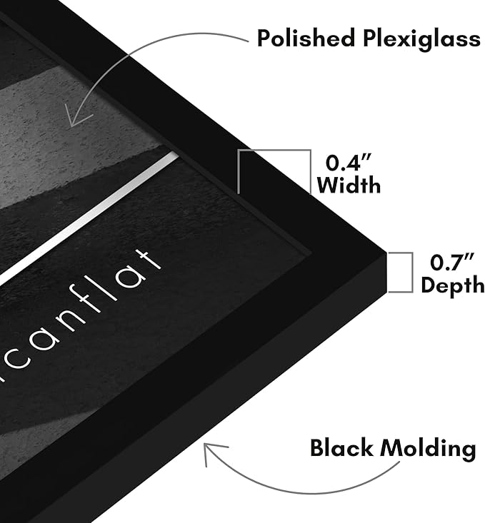 Americanflat 18x12 Picture Frame with Polished Plexiglass - Streamline Collection - Thin Border Picture Frame for Wall Display - Hanging Hardware Included - Black