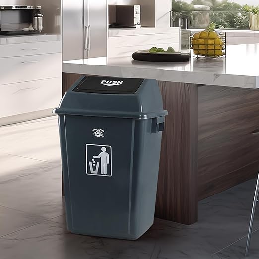 Plastic 15 Gallon Trash Can, 4 Packs Large Kitchen Garbage Bins with Swing Lid