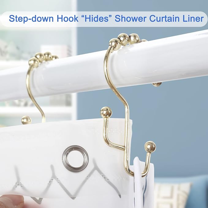Shower Curtain Rings, SUTINE Shower Curtain Hooks, Stainless Steel Gold Shower - Image 5