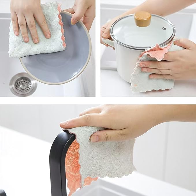 24 Pack Kitchen Dish Cloths Dish Towels, Super Soft and Absorbent Coral Fleece - Image 5