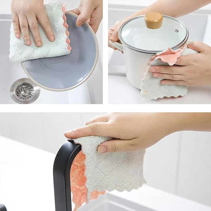 20 Pack Kitchen Dish Cloths Dish Towels, Super Soft and Absorbent Coral Fleece - Image 5