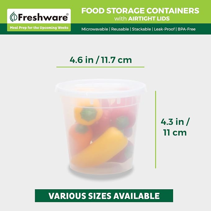 Freshware Food Storage Containers 24 oz Plastic Deli Containers - Image 3