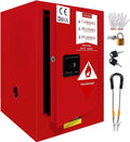 Red Flammable Storage Cabinet 16 Gallon, 18" x 18" x 23" All-Welded Steel Hazardous Cabinet, Adjustable Shelf & Manual Doors for Commercial Use, Warehouses, Lab & Industrial