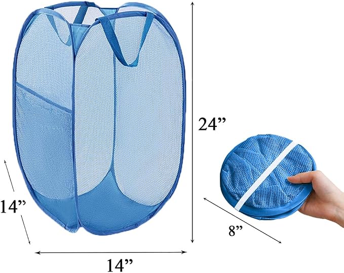 Mesh Pop Up Laundry Hamper, Collapsible Laundry Baskets, Foldable Dirty Clothes - Image 2
