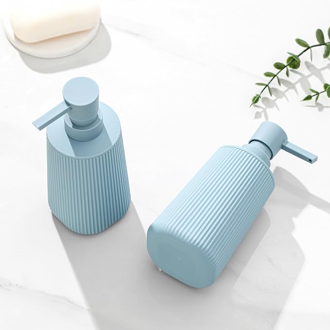 YAUKPH Small Soap Dispenser for Bathroom and Kitchen Light Blue | Modern - Image 6