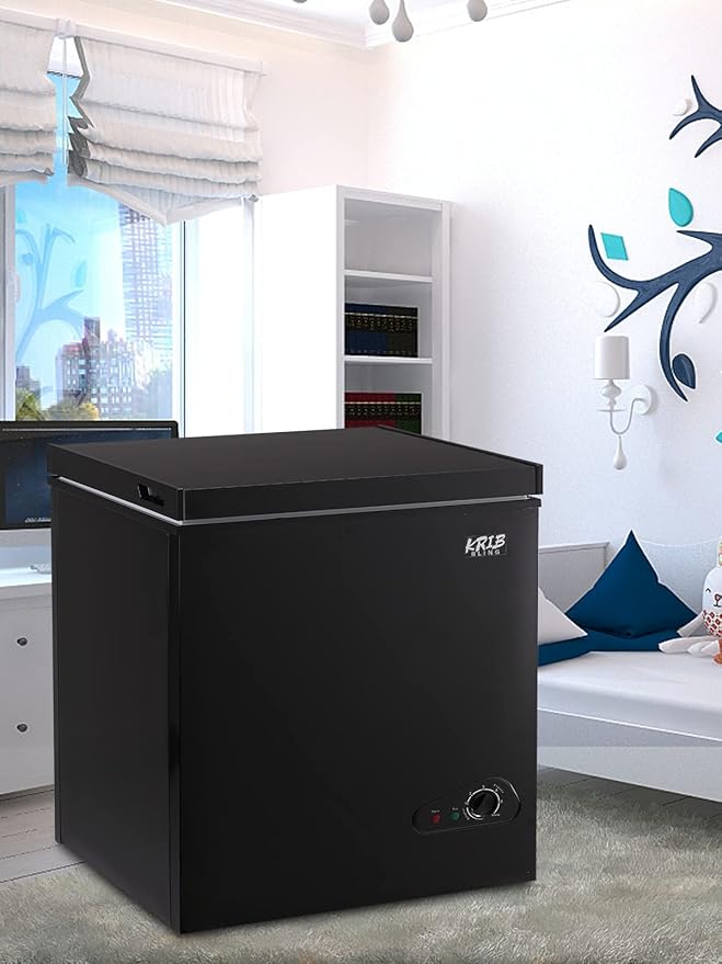 5.0 Cu.Ft Chest Freezer with 7 Gears Temperature Control(-16°F to -48°F), Deep Compact Freezer with a Removable Basket, for House, Kitchen, Garage, Basement, Shop, Black