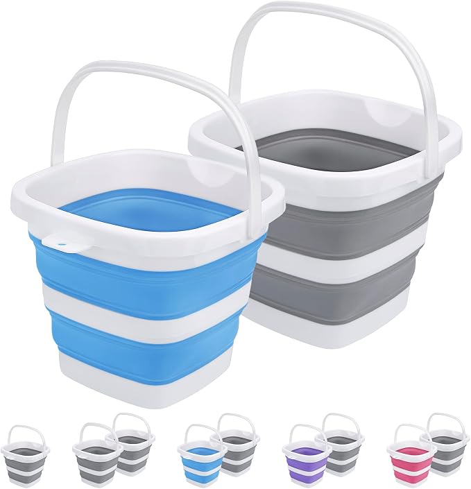 2 Pack Collapsible Buckets 5L 1.3Gallon Small Cleaning Bucket by Craftend