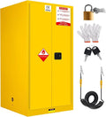 Flammable Storage Cabinet 90 Gallon Yellow, Galvanized Steel Large-Capacity Fire Resistant Cabinet, Dual Vents & 3-Point Lock for Warehouses, Industrial Use & Residential Garages