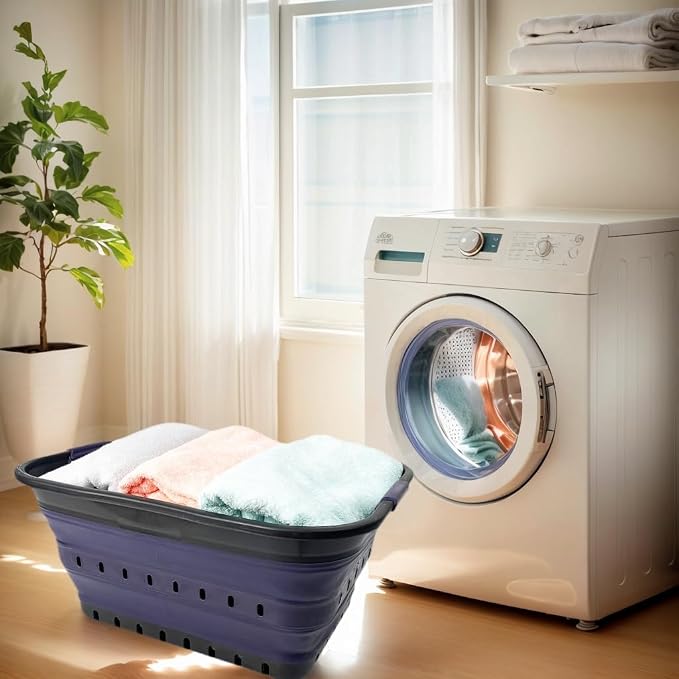 SAMMART 42 Collapsible Plastic Laundry Basket, Foldable Pop Up Storage - Image 5